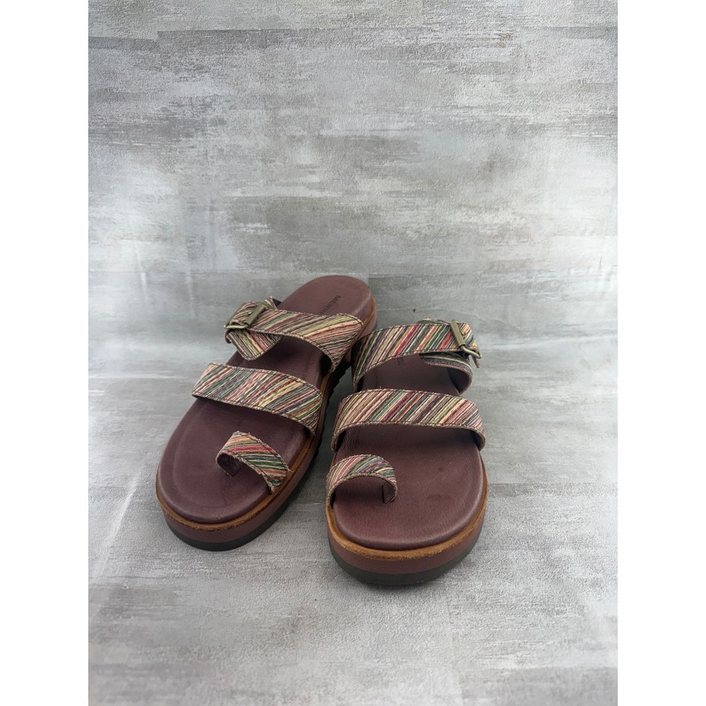 Merrell Juno Mid Slide Sandals Women Sz 7 Burgundy Multi-Color Striped J002804